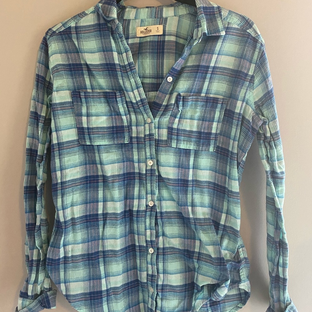 blue plaid shirt